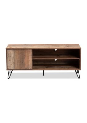 Iver Modern and Contemporary Rustic Oak Finished 1-Door Wood TV Stand