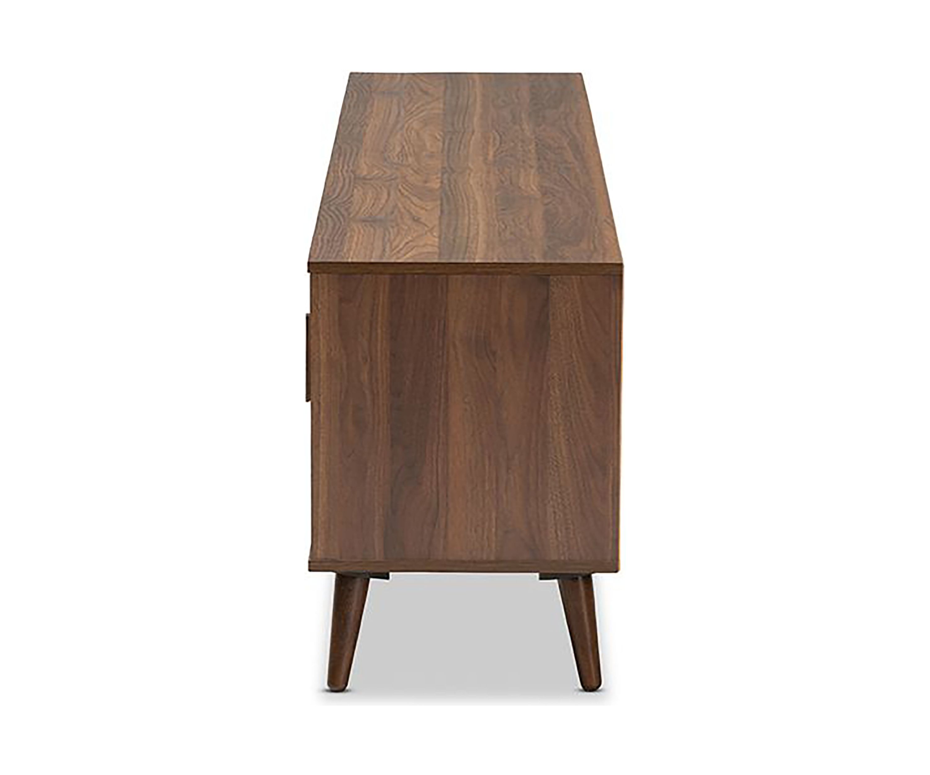 Quinn Mid-Century Modern Two-Tone White and Walnut Finished 2-Door Wood TV Stand