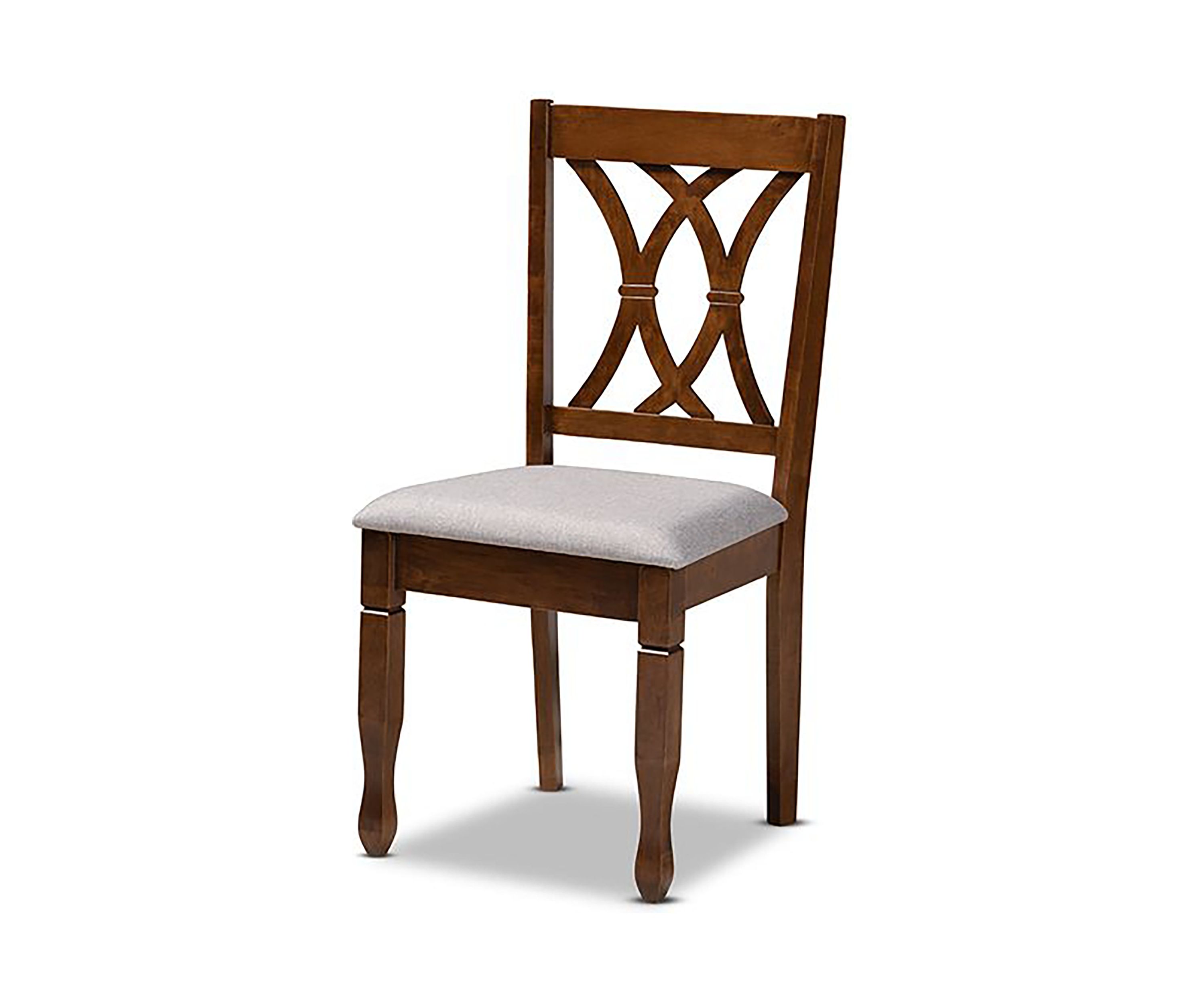 Augustine Modern and Contemporary Grey Fabric Upholstered and Walnut Brown Finished Wood 4-Piece Dining Chair Set