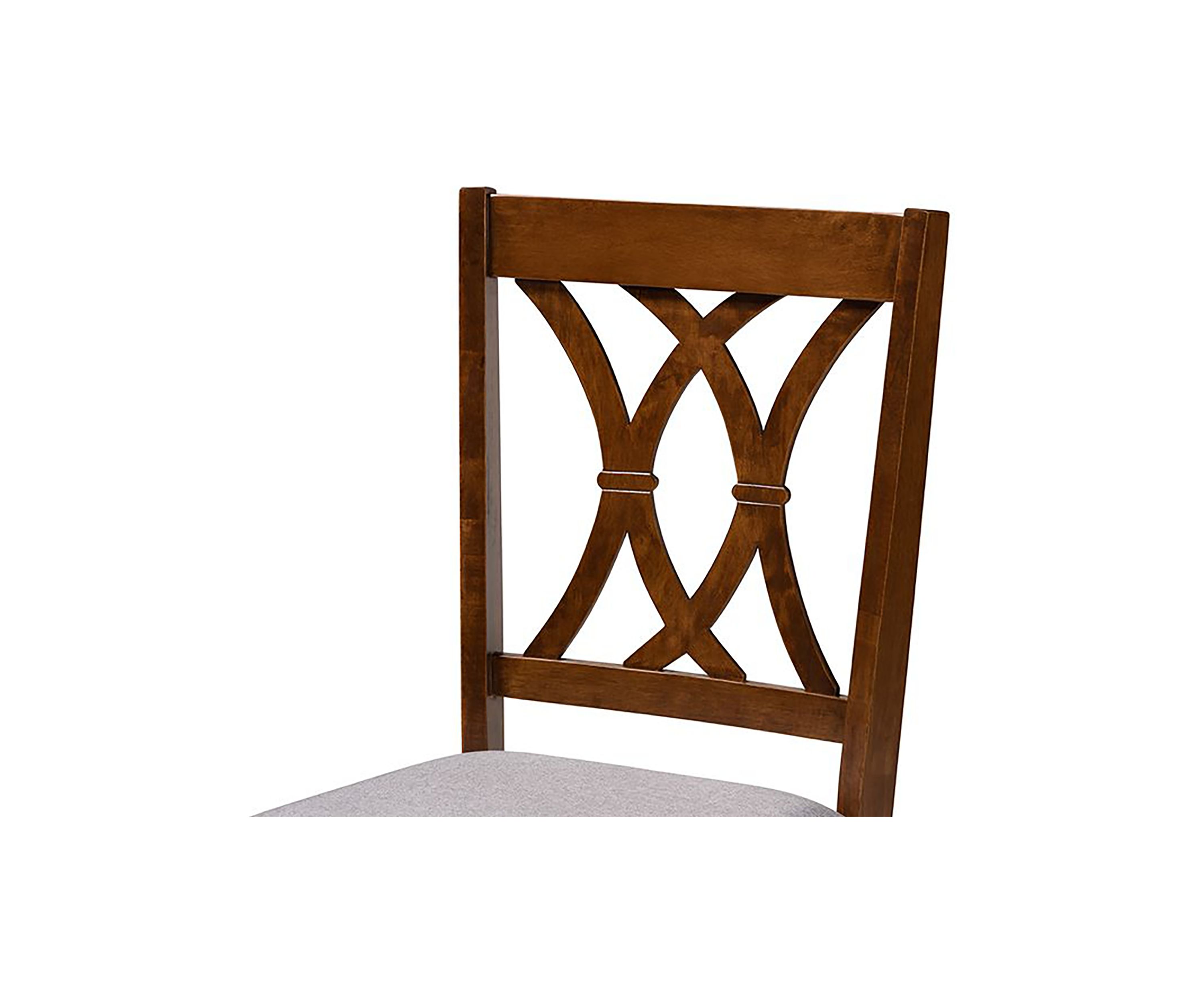 Augustine Modern and Contemporary Grey Fabric Upholstered and Walnut Brown Finished Wood 4-Piece Dining Chair Set