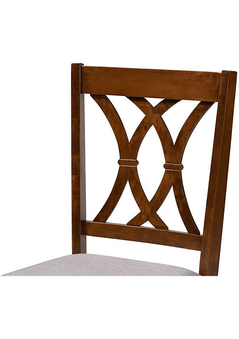 Augustine Modern and Contemporary Grey Fabric Upholstered and Walnut Brown Finished Wood 4-Piece Dining Chair Set