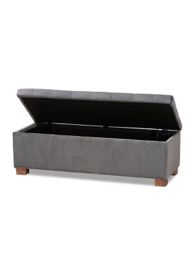 Roanoke Modern and Contemporary Grey Velvet Fabric Upholstered Grid-Tufted Storage Ottoman Bench