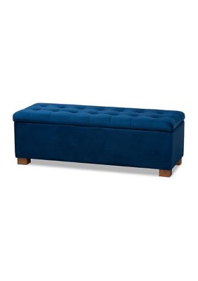 Roanoke Modern and Contemporary Navy Blue Velvet Fabric Upholstered Grid-Tufted Storage Ottoman Bench