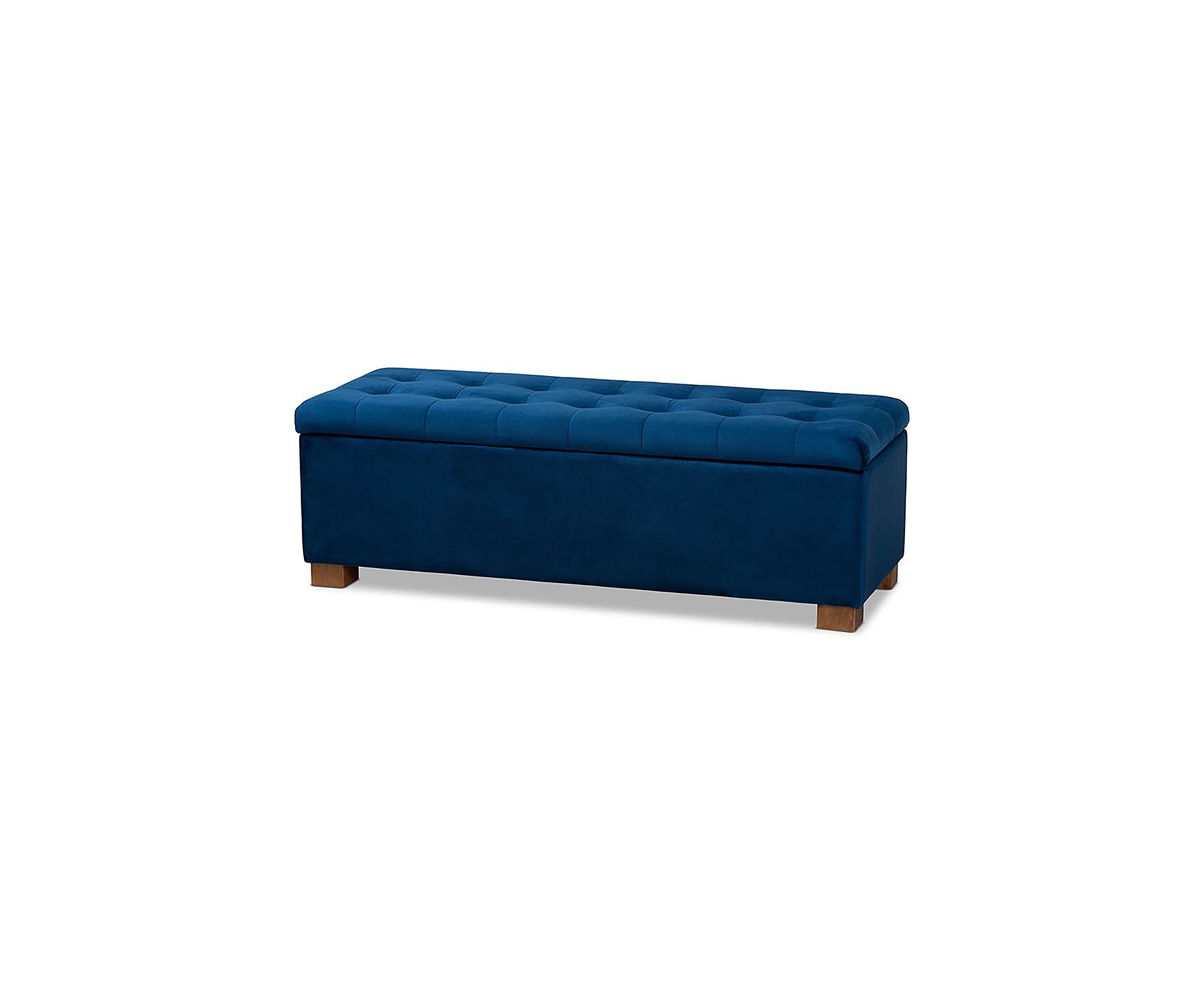 Roanoke Modern and Contemporary Navy Blue Velvet Fabric Upholstered Grid-Tufted Storage Ottoman Bench