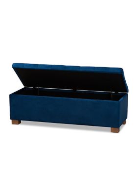 Roanoke Modern and Contemporary Navy Blue Velvet Fabric Upholstered Grid-Tufted Storage Ottoman Bench