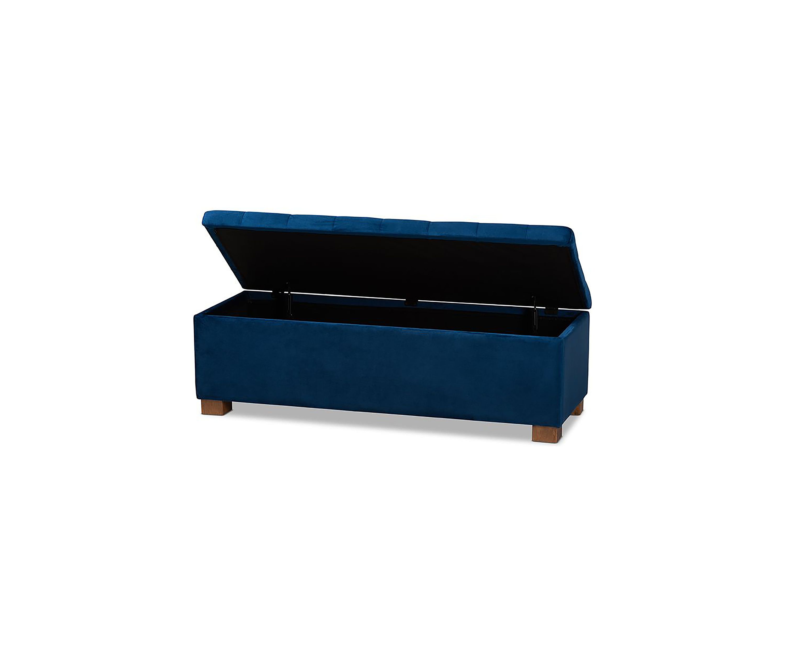 Roanoke Modern and Contemporary Navy Blue Velvet Fabric Upholstered Grid-Tufted Storage Ottoman Bench