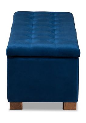 Roanoke Modern and Contemporary Navy Blue Velvet Fabric Upholstered Grid-Tufted Storage Ottoman Bench