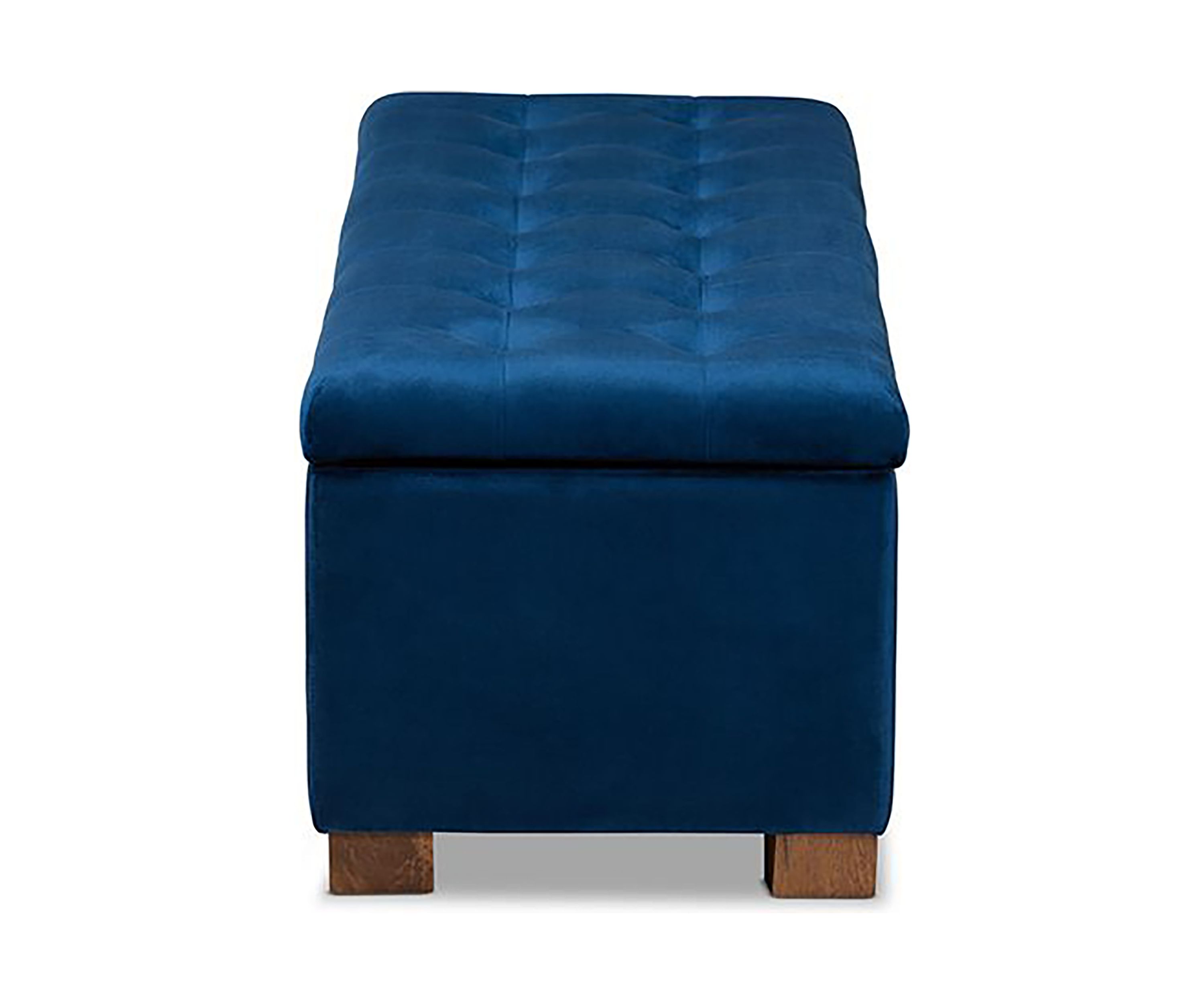 Roanoke Modern and Contemporary Navy Blue Velvet Fabric Upholstered Grid-Tufted Storage Ottoman Bench