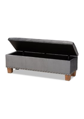 Hannah Modern and Contemporary Grey Velvet Fabric Upholstered Button-Tufted Storage Ottoman Bench