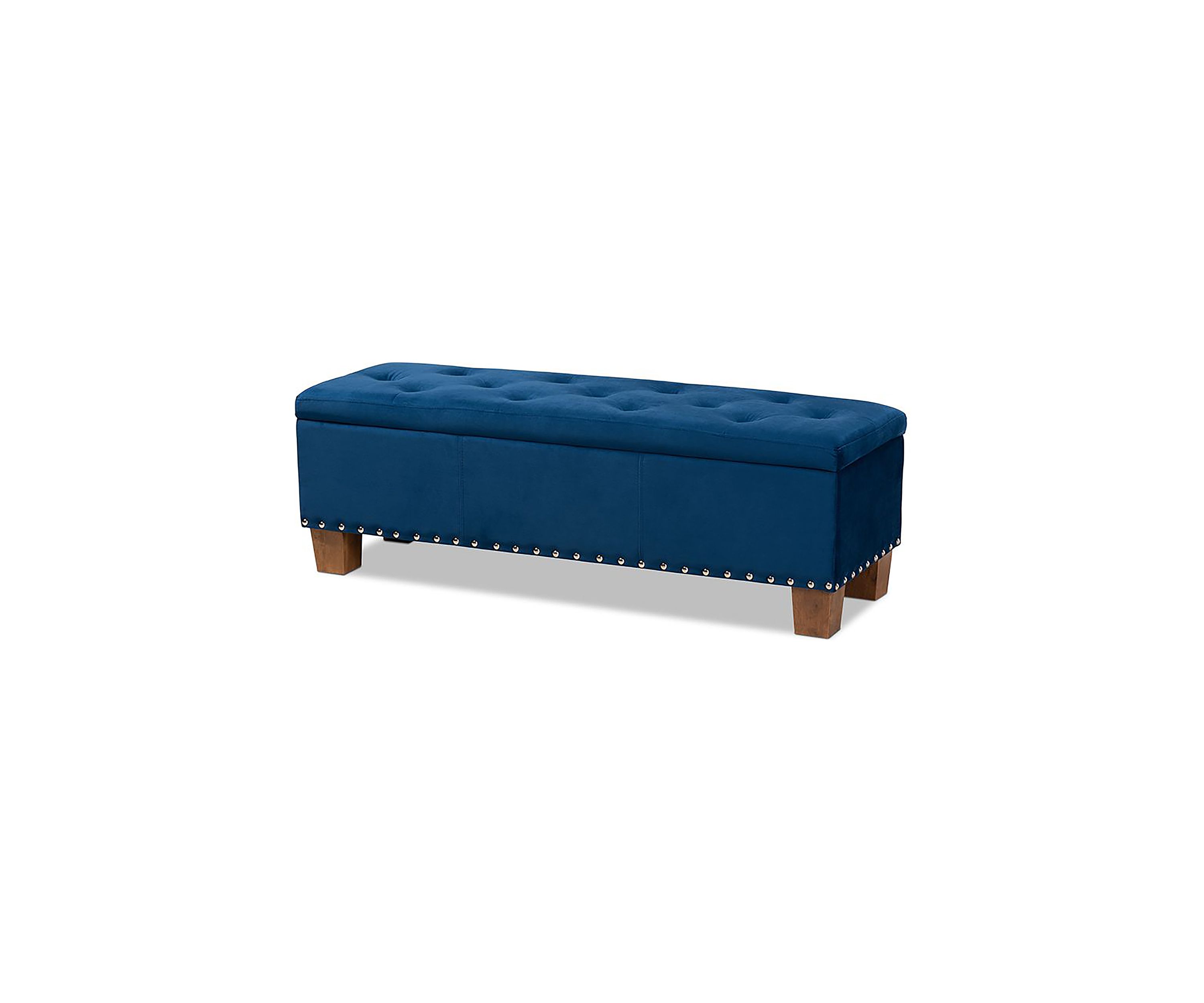 Hannah Modern and Contemporary Navy Blue Velvet Fabric Upholstered Button-Tufted Storage Ottoman Bench