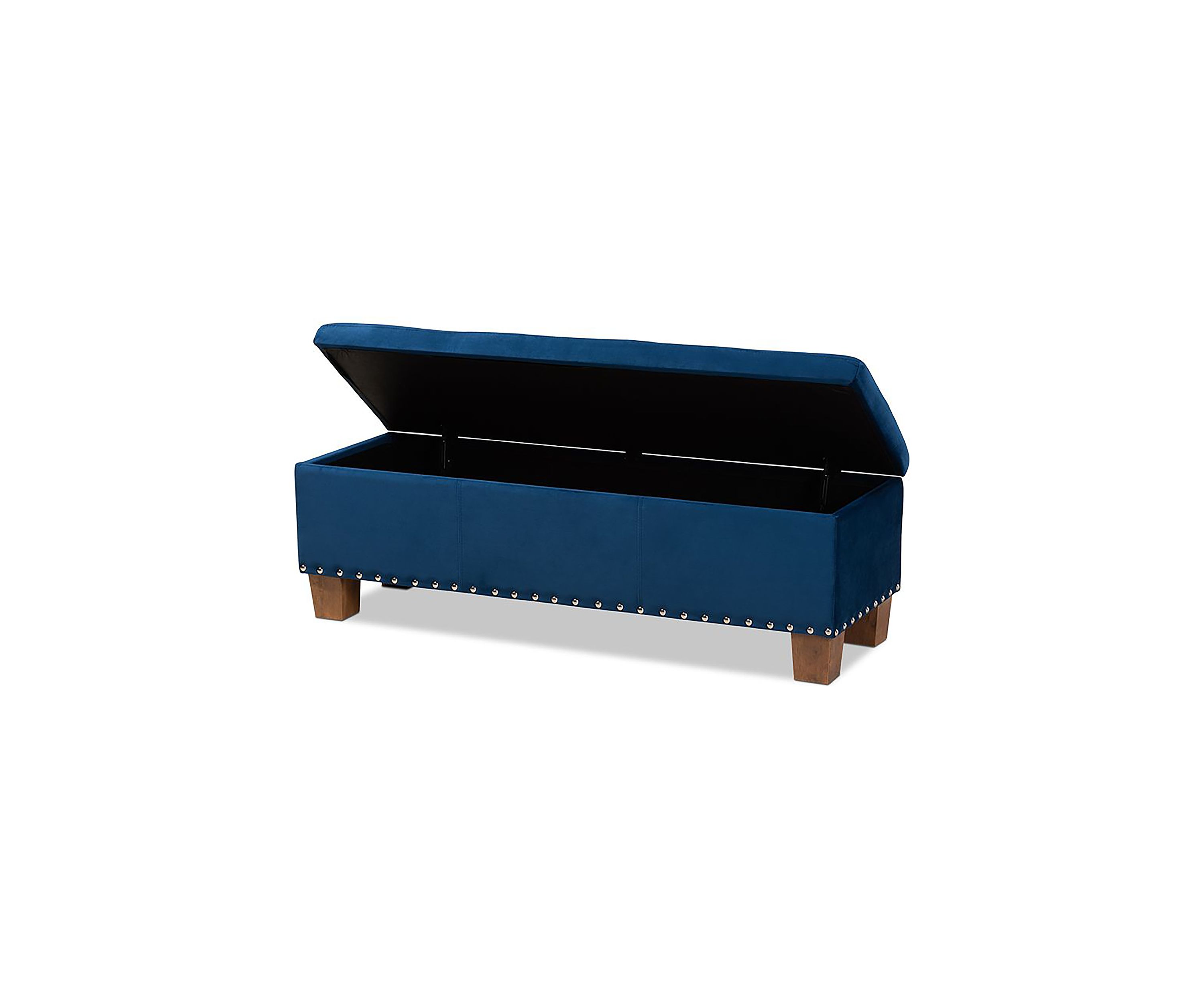 Hannah Modern and Contemporary Navy Blue Velvet Fabric Upholstered Button-Tufted Storage Ottoman Bench