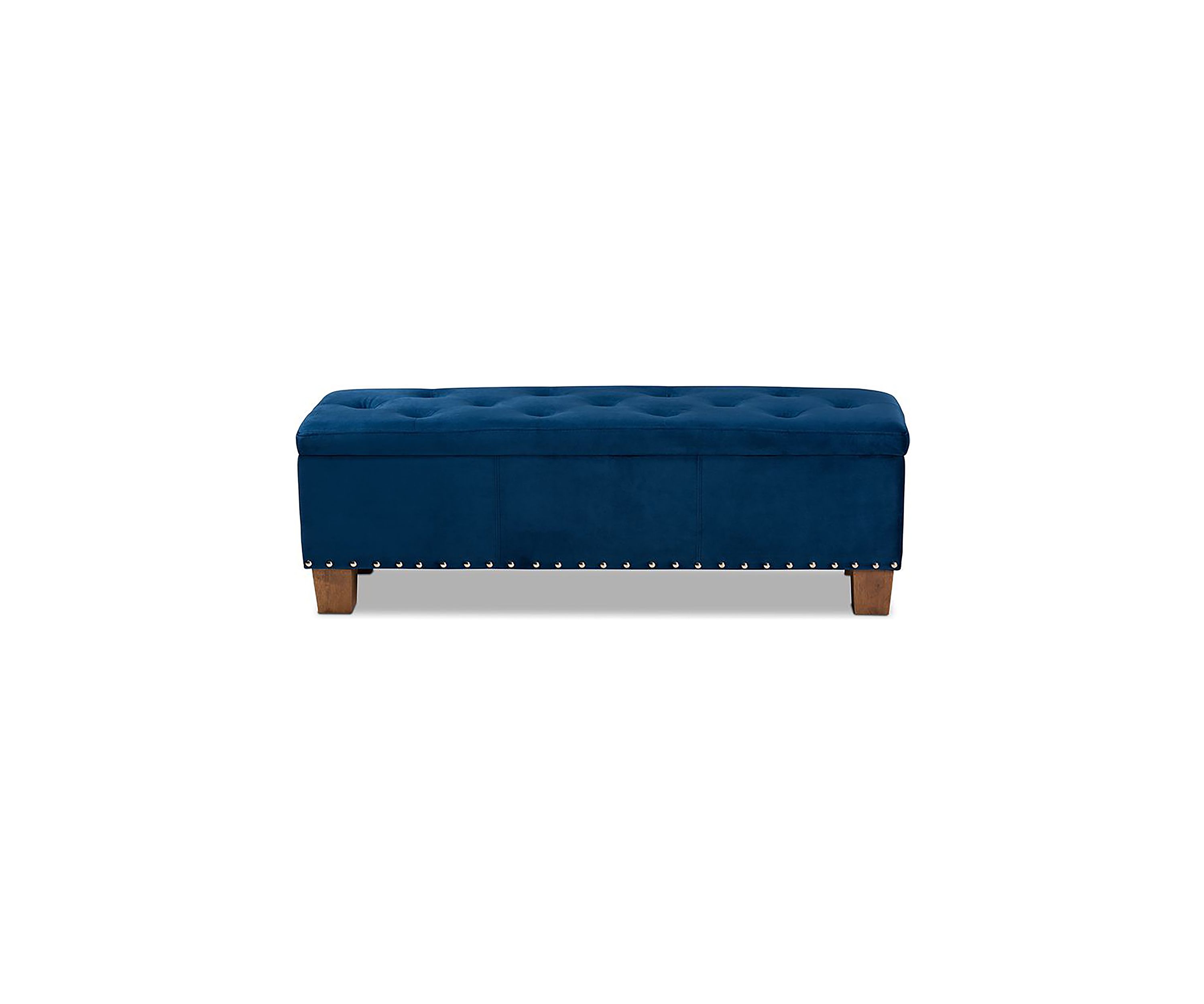 Hannah Modern and Contemporary Navy Blue Velvet Fabric Upholstered Button-Tufted Storage Ottoman Bench