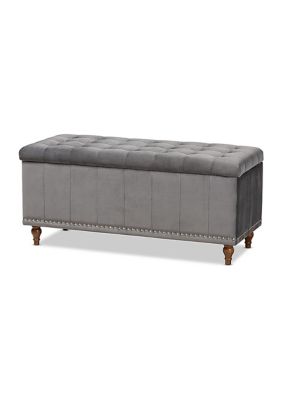 Baxton Studio Kaylee Modern And Contemporary Grey Velvet Fabric Upholstered Button-Tufted Storage Ottoman Bench