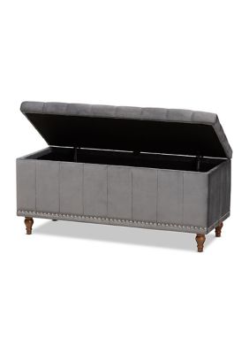 Kaylee Modern and Contemporary Grey Velvet Fabric Upholstered Button-Tufted Storage Ottoman Bench