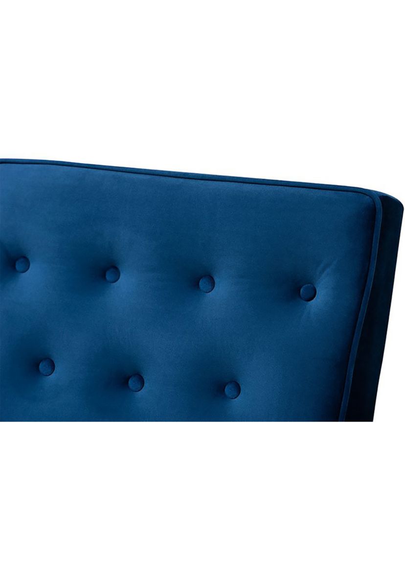 Sorrento Mid-century Modern Navy Blue Velvet Fabric Upholstered Walnut Finished Wooden Lounge Chair