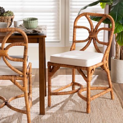 bali & pari Alondra Natural Rattan Dining Chair with Removable Cushion
