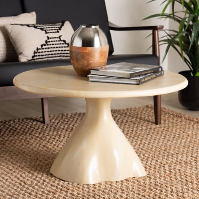 bali & pari Aponi Marbled Resin Coffee Table in Cream