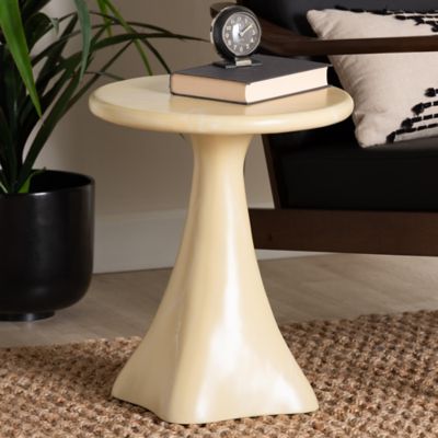 bali & pari Aponi Marbled Resin End Table, Cream