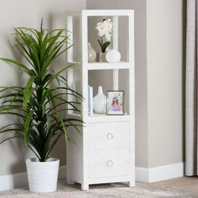 bali & pari Xavier Grasscloth Tall Storage Cabinet