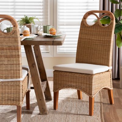 bali & pari Dyna Natural Rattan Dining Chair with Removable Cushion and Loop Backrest