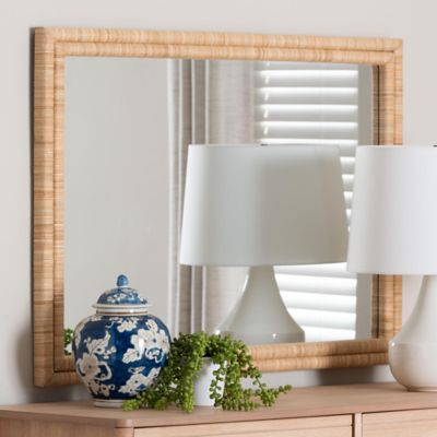 bali & pari Canan Grasscloth Wall Mirror, Light Brown