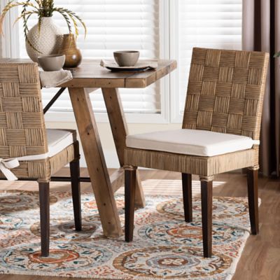 bali & pari Fatima Natural Rattan Dining Chair with Cushion, Grey