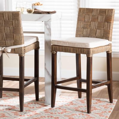 bali & pari Fatima Natural Rattan Counter Stool with Cushion