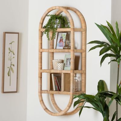 bali & pari Labonita Natural Rattan Wall Shelf, Brown