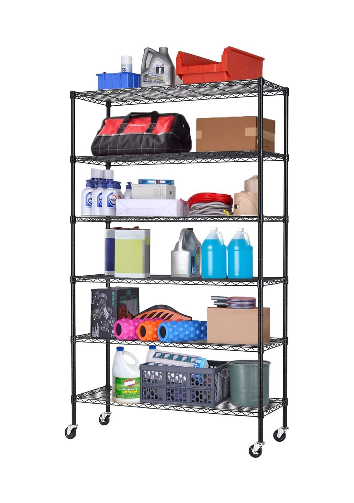 Wire 6 Shelf Adjustable Metal Rack  