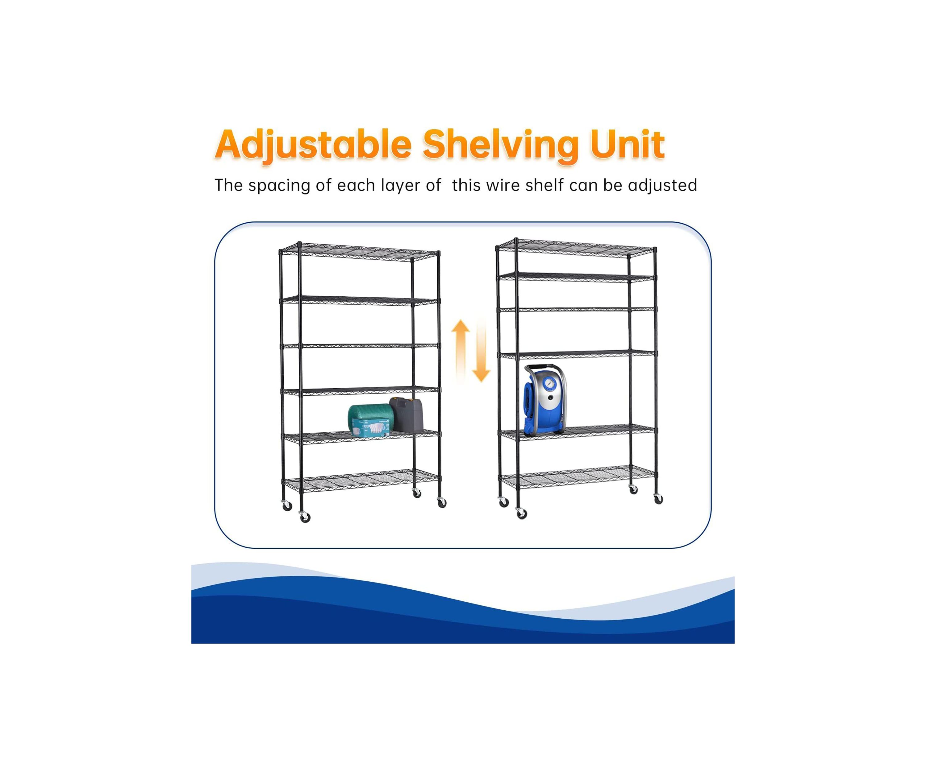 Wire 6 Shelf Adjustable Metal Rack  