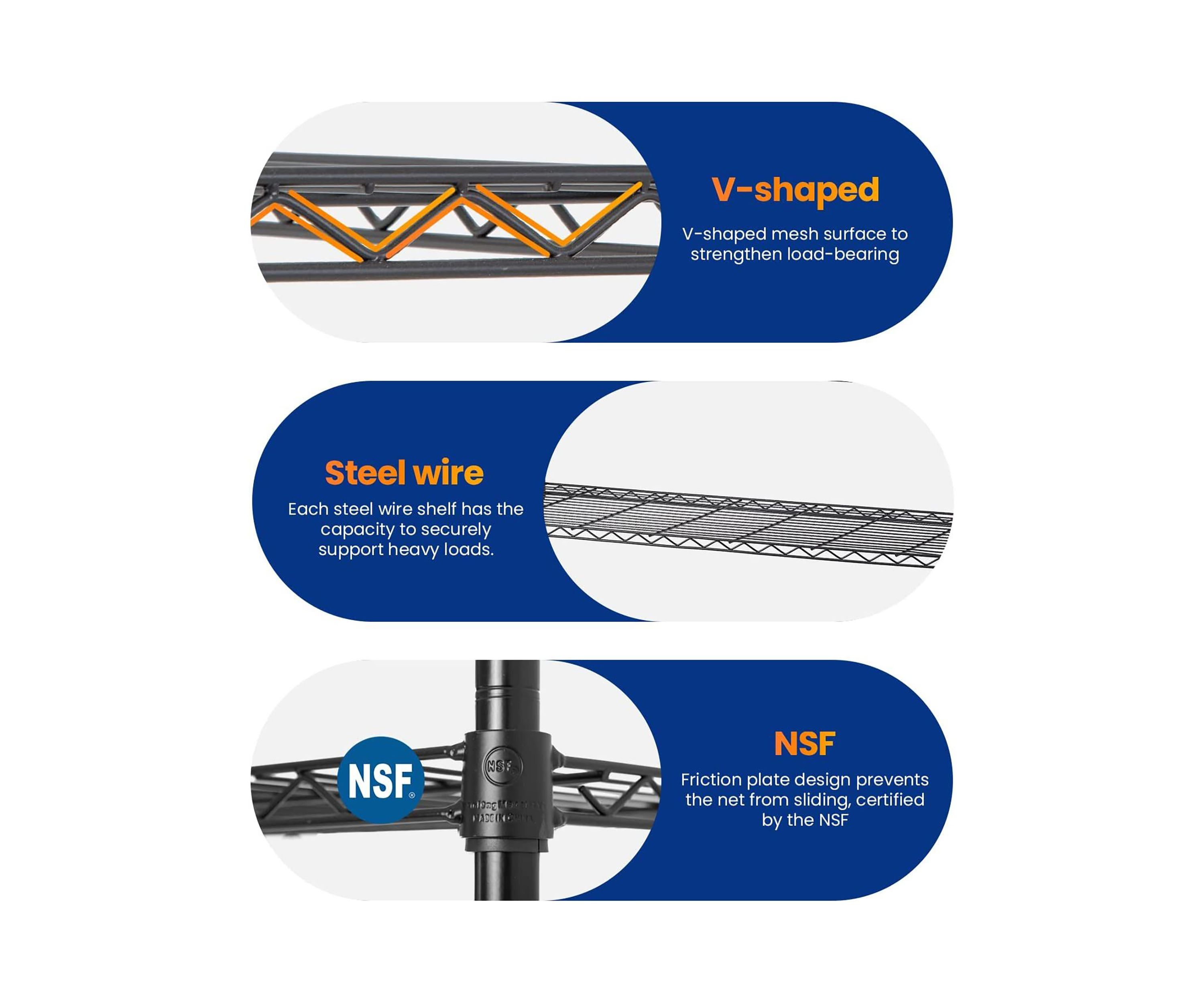 Wire 6 Shelf Adjustable Metal Rack  