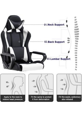 High Back Gaming Chair with Ergonomic Swivel and Lumbar Support 