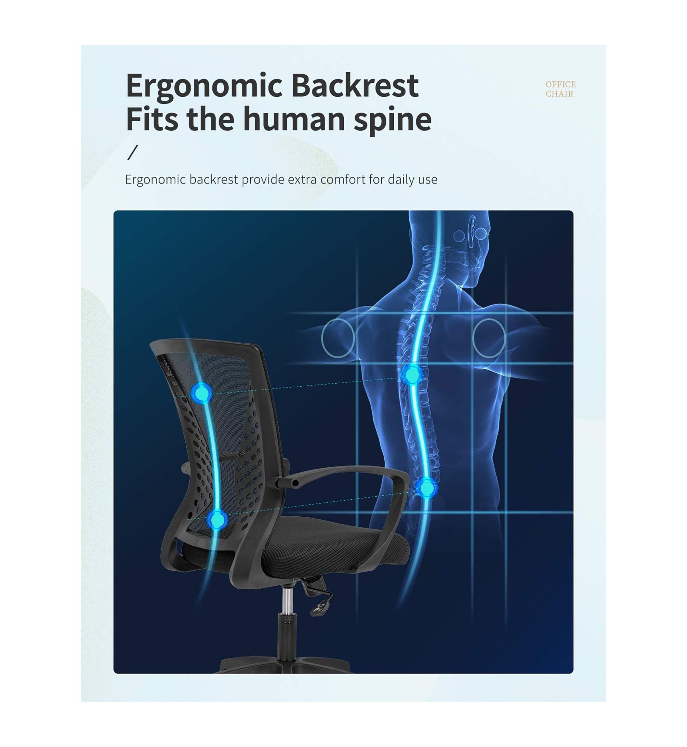 Ergonomic Mesh Home Office Chair with Armrest 