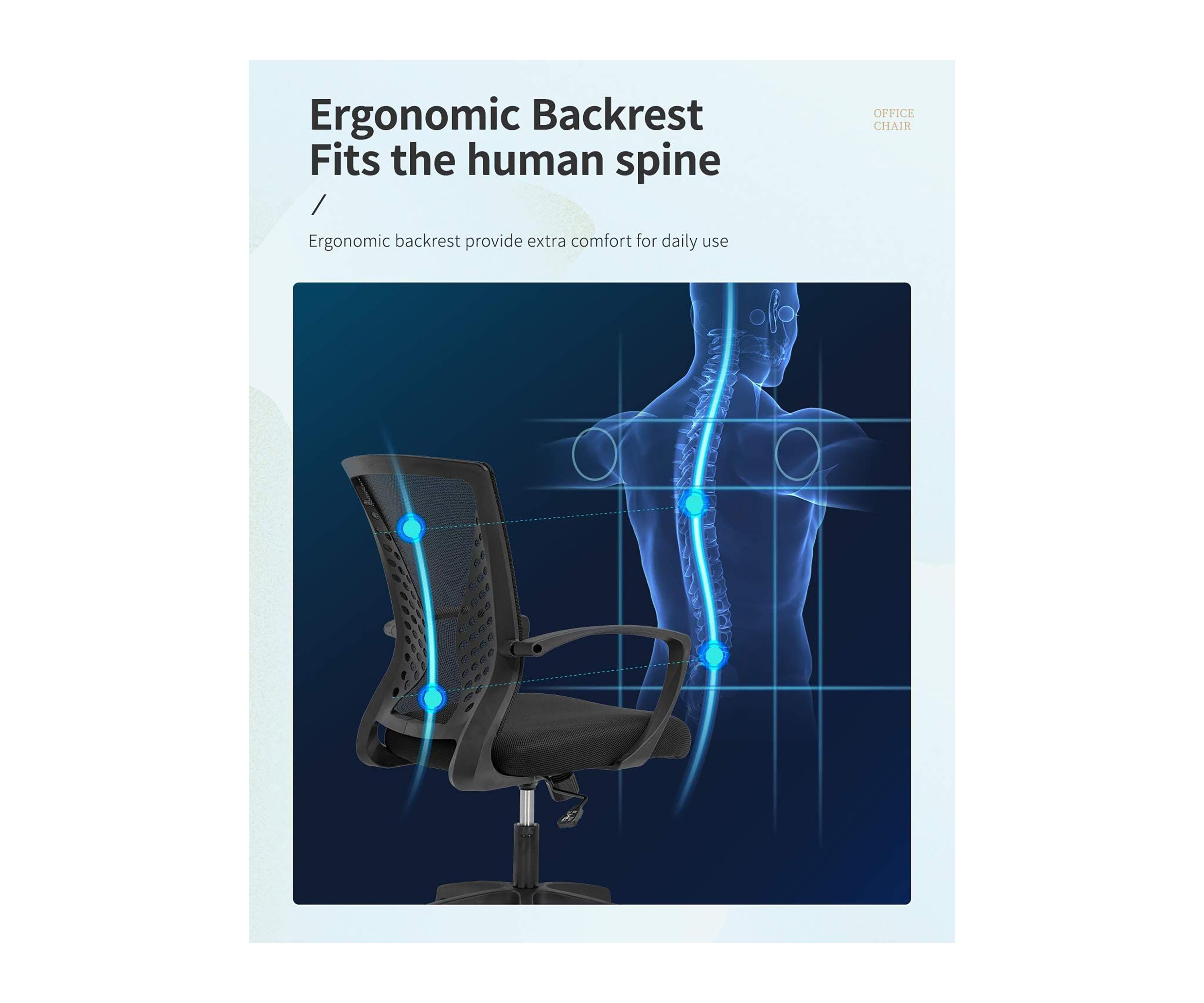 Ergonomic Mesh Home Office Chair with Armrest 