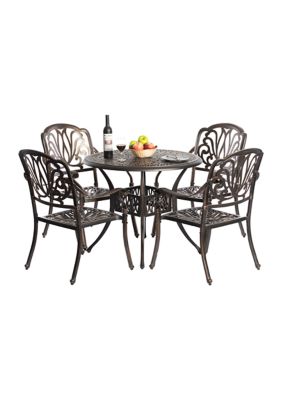 Gardenised Indoor And Outdoor Bronze Dinning Set 4 Chairs With 1 Table Bistro Patio Cast Aluminum
