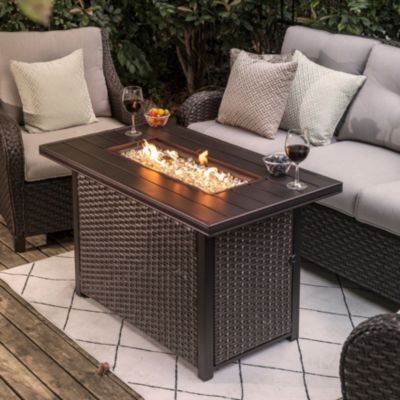 43 Inch Aluminum Rattan Gas Fire Pit