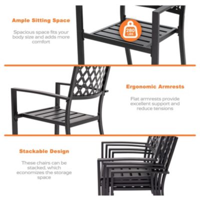 Stacking Patio Dining Armchair (Set of 2)