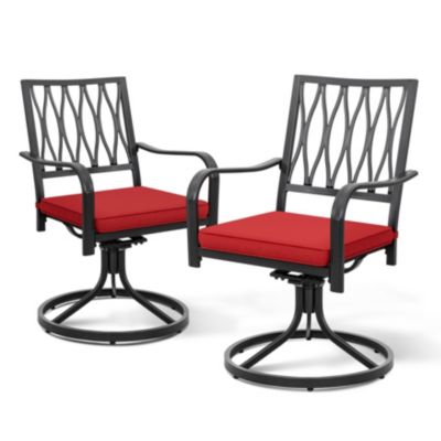 Swivel Patio Dining Armchair with Cushion (Set of 2)