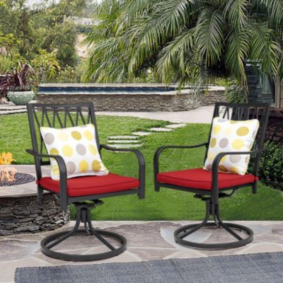 Swivel Patio Dining Armchair with Cushion (Set of 2)