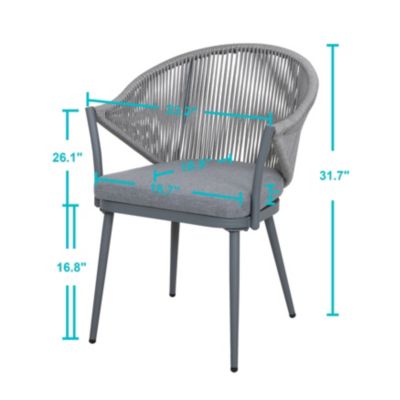 Patio Dining Chair with Cushion (Set of 2)