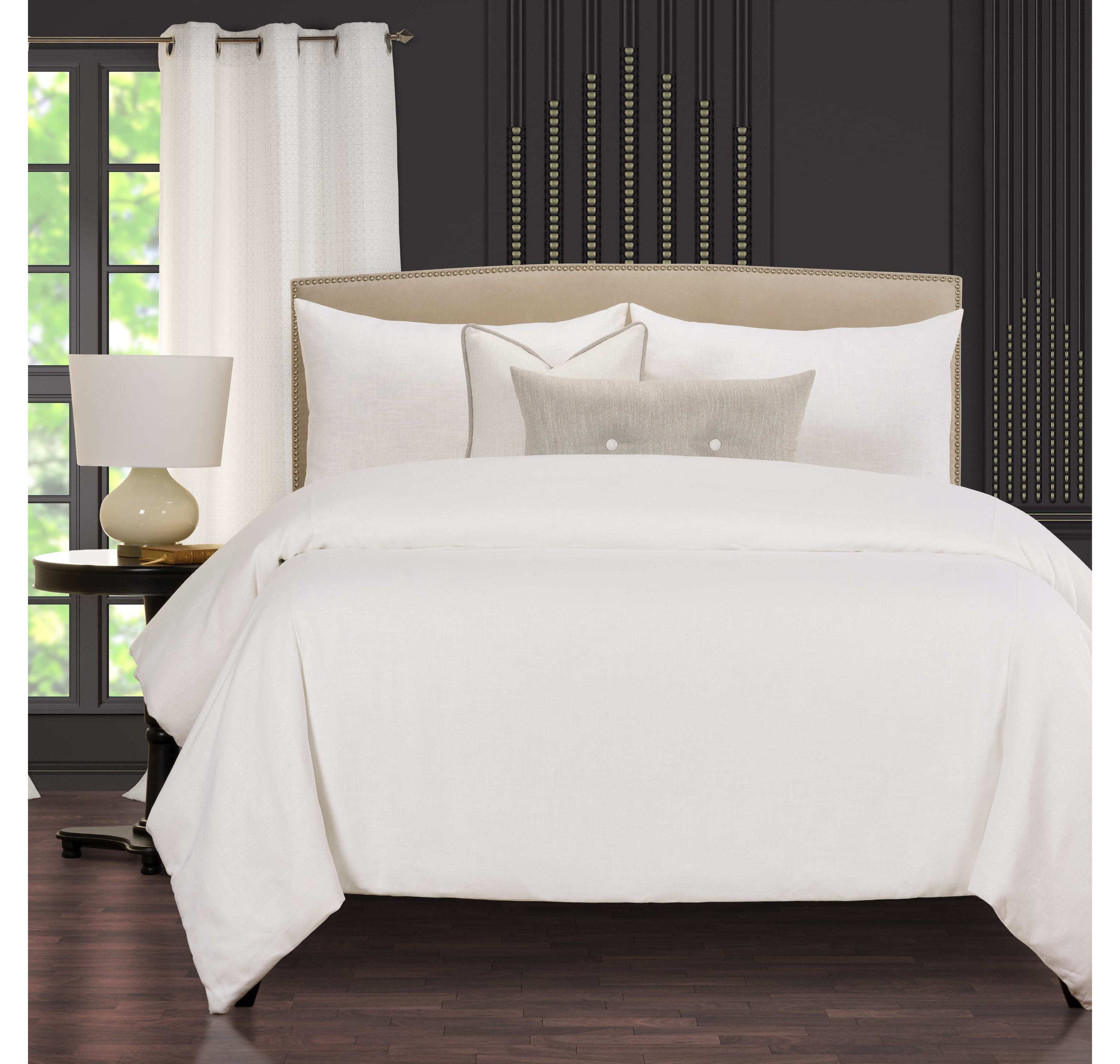 F. Scott Fitzgerald Afternoon Cafe Snow Luxury Duvet Cover and Insert Set- Queen- 6 Piece