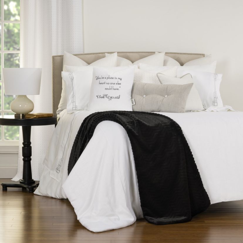 F. Scott Fitzgerald Afternoon Cafe Snow Luxury Duvet Cover and Insert Set- Queen- 6 Piece