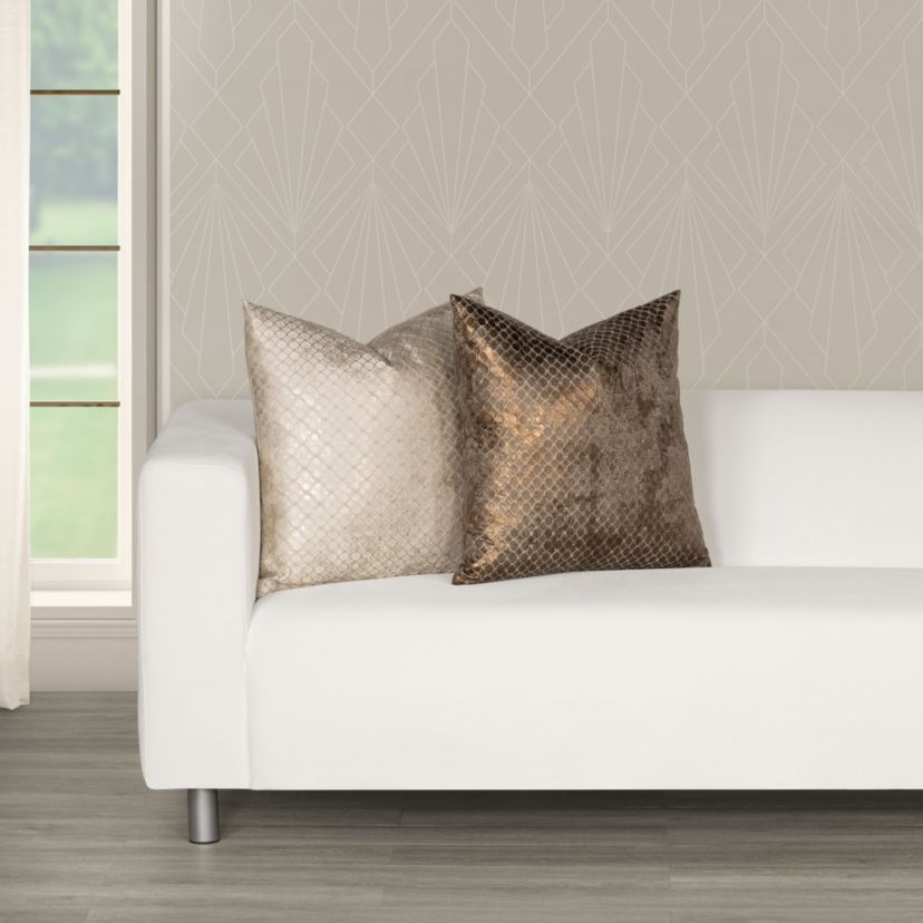 The Great Gatsby Bootlegger Cream Metallic Throw Pillow-20 x 20