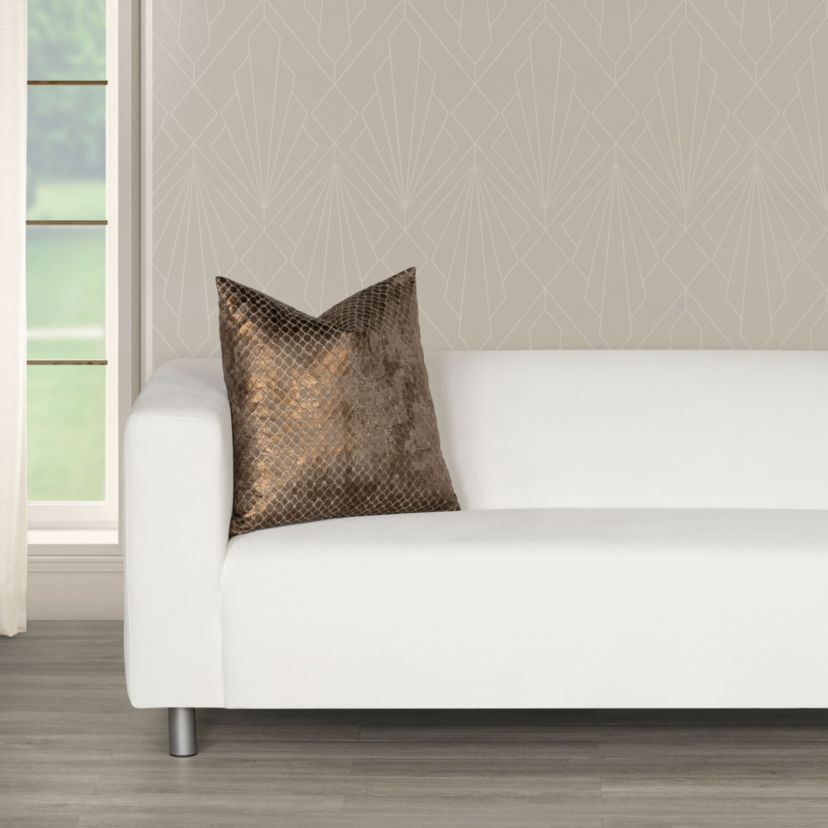 The Great Gatsby Bootlegger Cream Metallic Throw Pillow-20 x 20