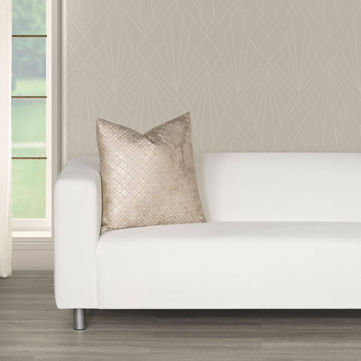 The Great Gatsby Bootlegger Cream Metallic Throw Pillow-20 x 20