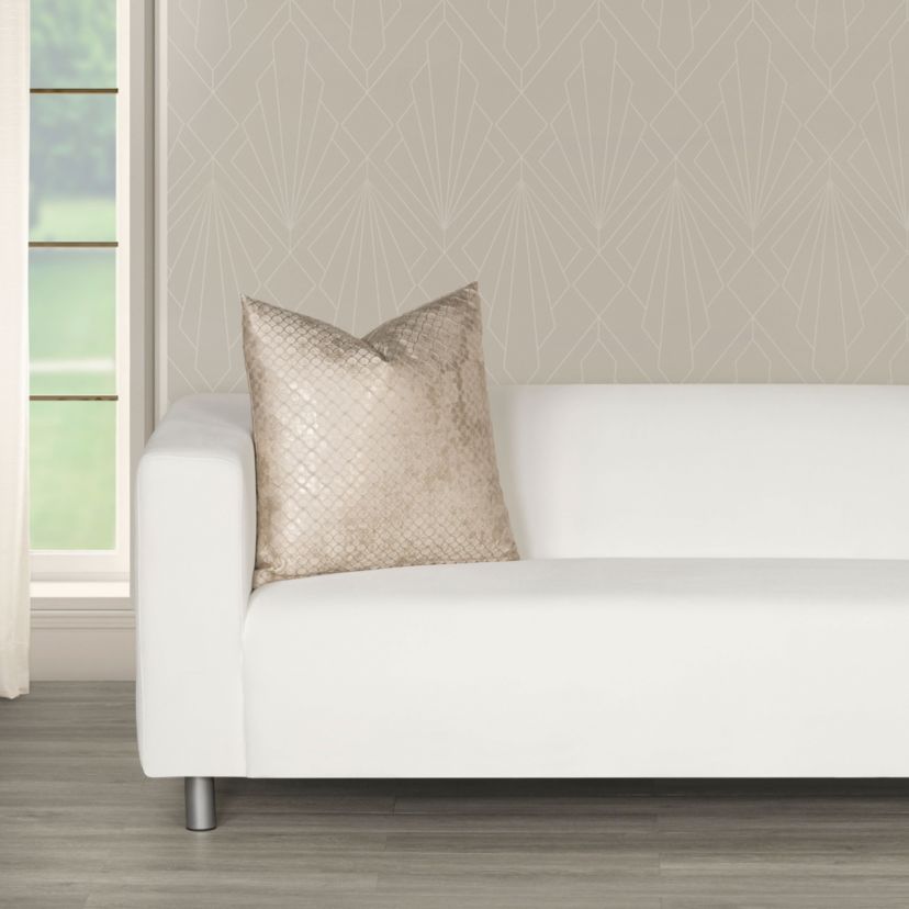 The Great Gatsby Bootlegger Cream Metallic Throw Pillow-20 x 20