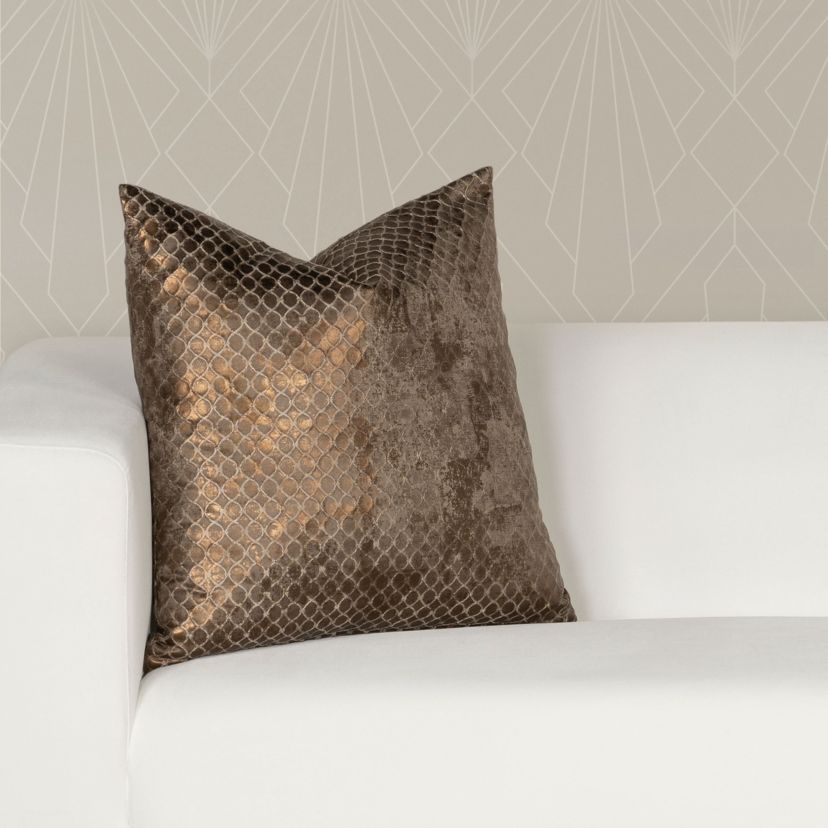 The Great Gatsby Bootlegger Cream Metallic Throw Pillow-20 x 20