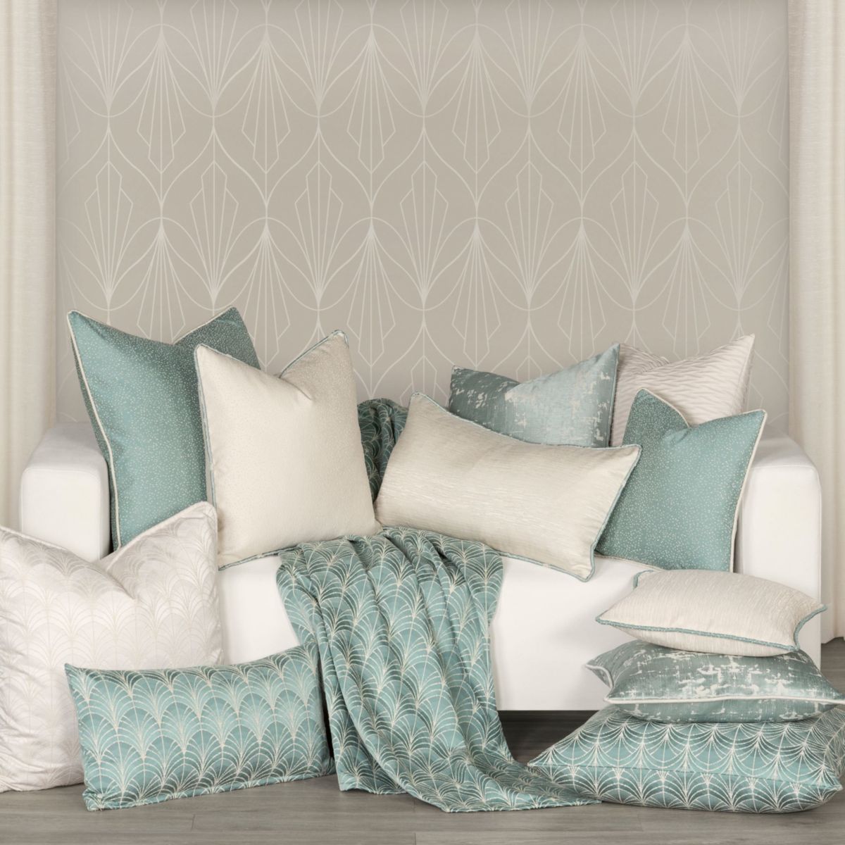 The Great Gatsby East Egg Patina Throw Pillow-16 x 16