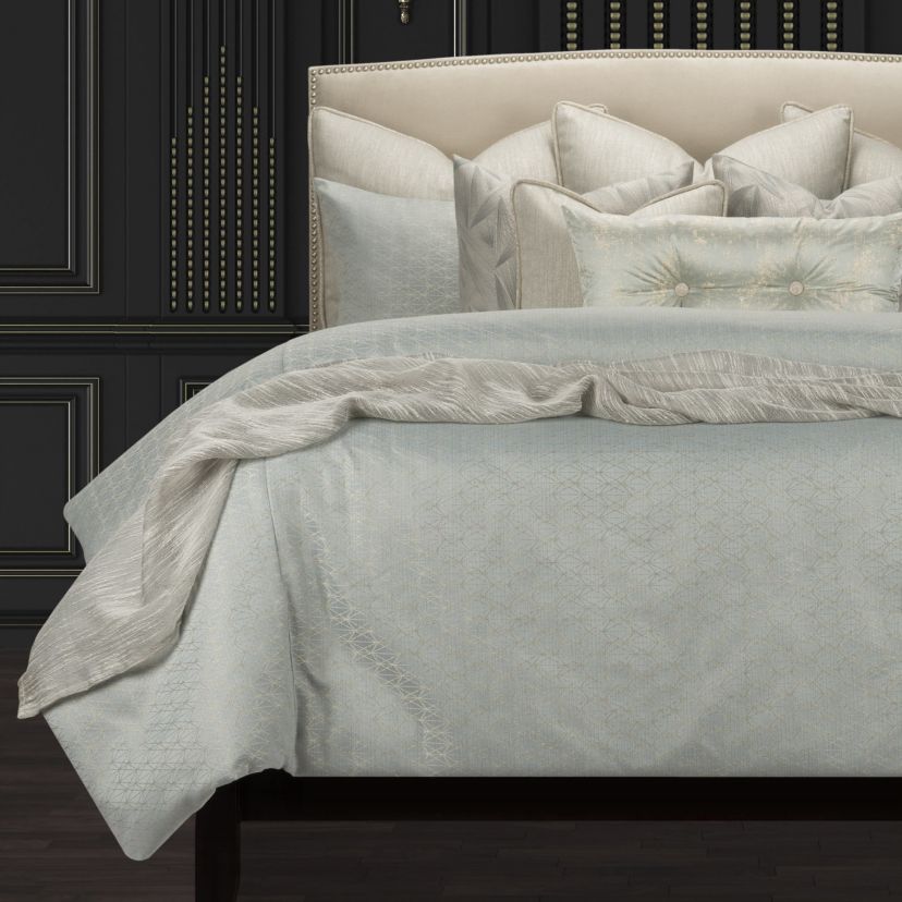 F Scott Fitzgerald Star Attraction Mist Luxury Bedding Set- Full- 6 Piece