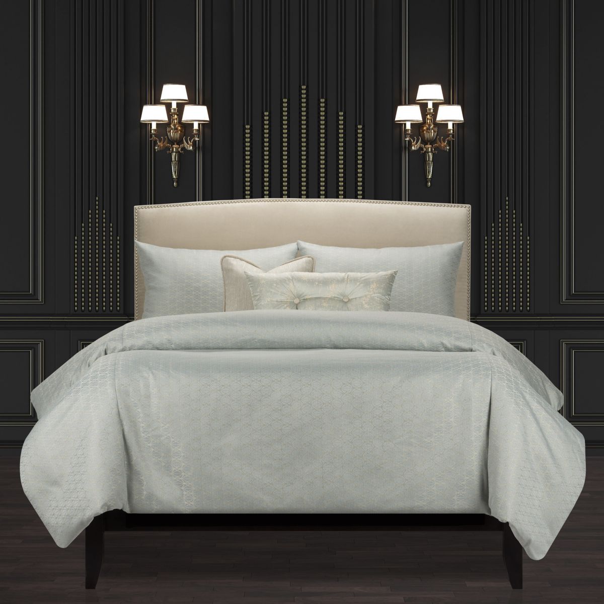 F Scott Fitzgerald Star Attraction Mist Luxury Bedding Set- Full- 6 Piece